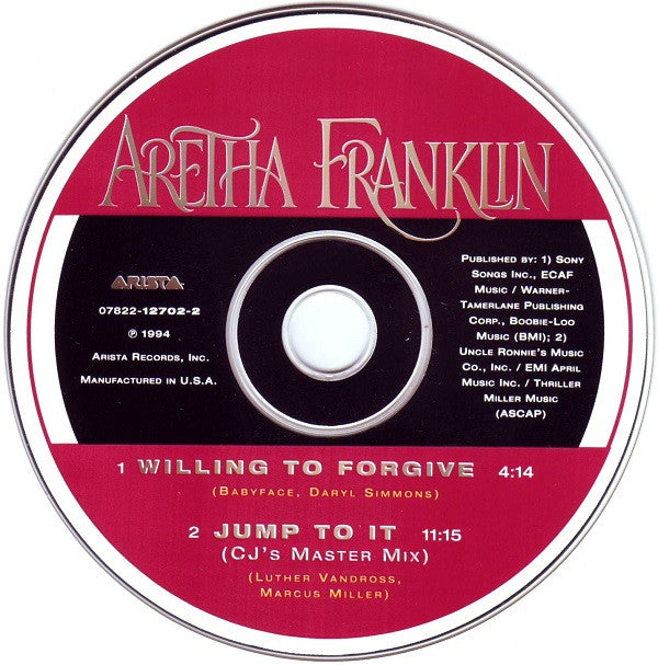 Aretha Franklin : Willing To Forgive (CD, Single)