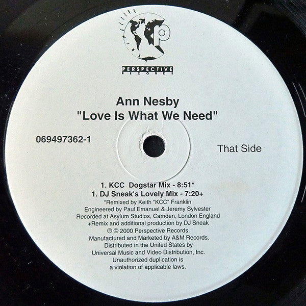 Ann Nesby : Love Is What We Need (Remixes By DJ Sneak & KCC) (12", Promo)