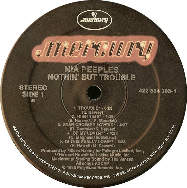 Nia Peeples : Nothin' But Trouble (LP, Album)