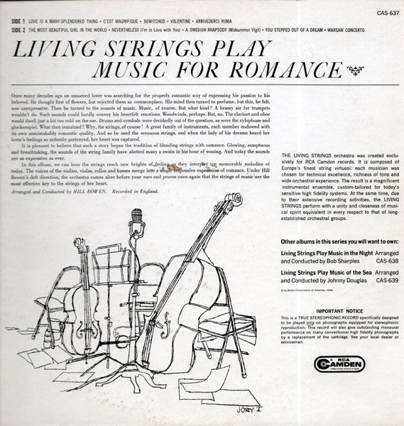 Living Strings : Living Strings Play Music For Romance (LP)