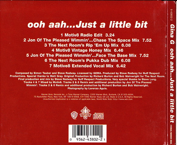 Gina G : Ooh Aah...Just A Little Bit (CD, Maxi)