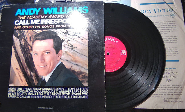 Andy Williams : Call Me Irresponsible And Other Hit Songs From The Movies (LP, Album, Mono)