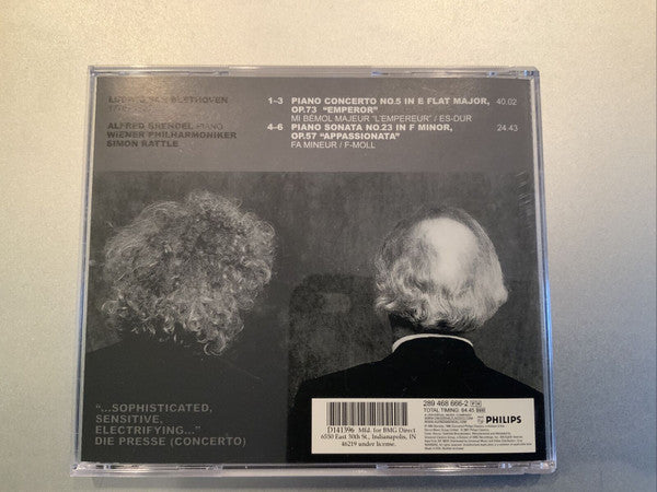 Ludwig van Beethoven, Alfred Brendel, Sir Simon Rattle, Wiener Philharmoniker : Piano Concerto No. 5 "Emperor", Piano Sonata No. 23 "Appassionata" (CD, Comp, Club)