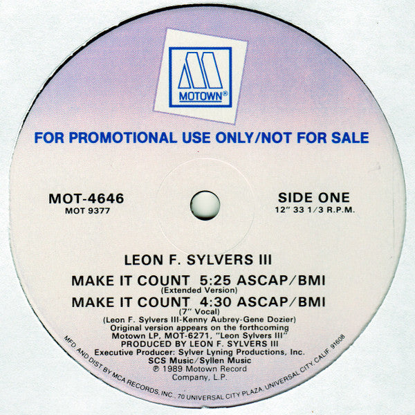 Leon Sylvers : Make It Count (12", Promo)