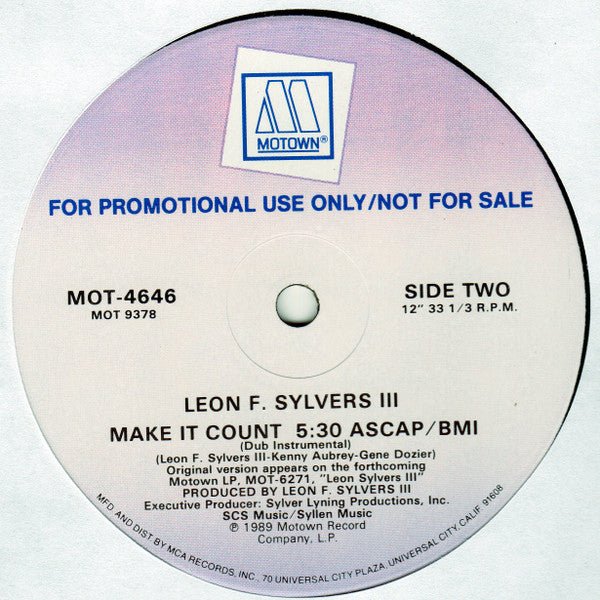 Leon Sylvers : Make It Count (12", Promo)