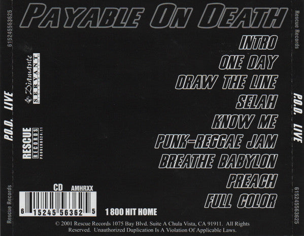 P.O.D. : Payable On Death Live (CD)