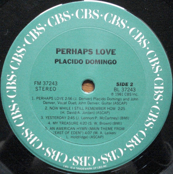 Placido Domingo With John Denver : Perhaps Love (LP, Album)