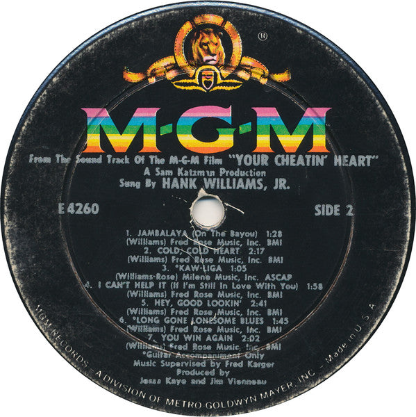 Hank Williams Jr. : Your Cheatin' Heart (Original Motion Picture Sound Track) (LP, Mono)