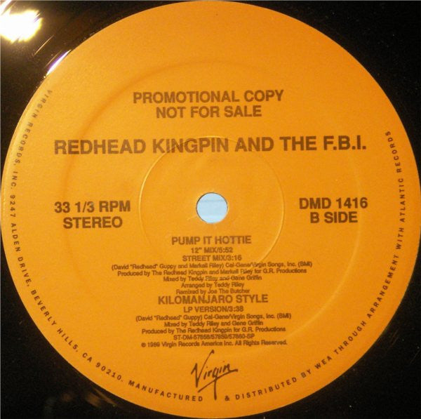Redhead Kingpin And The FBI : Pump It Hottie (12", Promo)