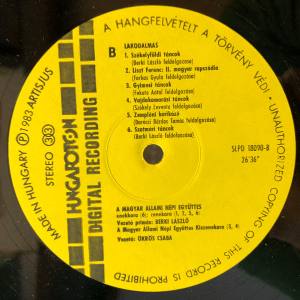 Magyar Állami Népi Együttes Ének- És Zenekara : Wedding Songs And Dances = Lakodalmas (LP)