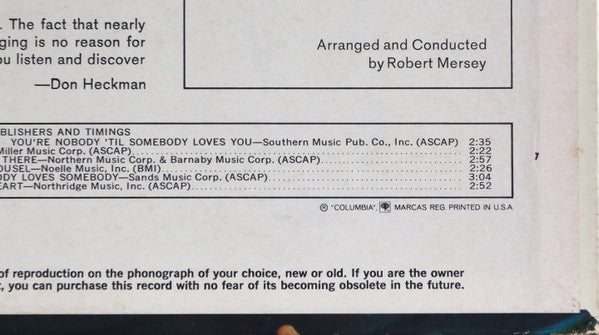 Andy Williams : Andy Williams' Dear Heart (LP, Album, Mono)