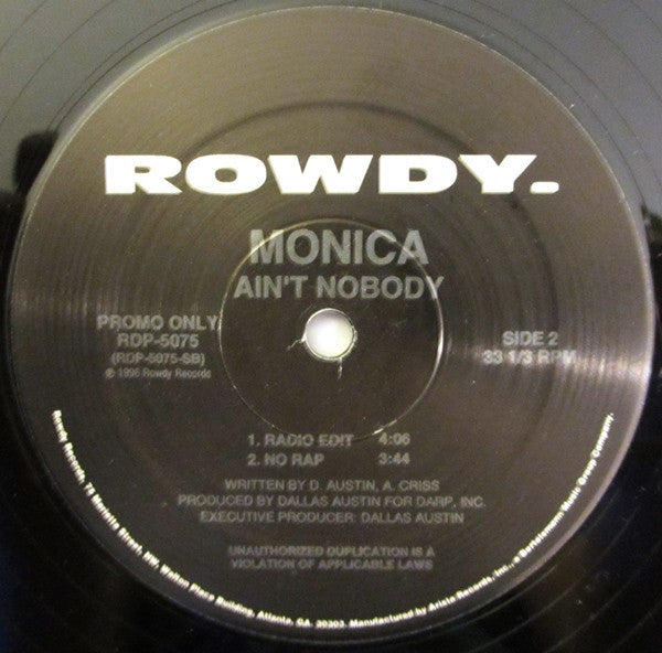 Monica : Ain't Nobody (12", Promo)
