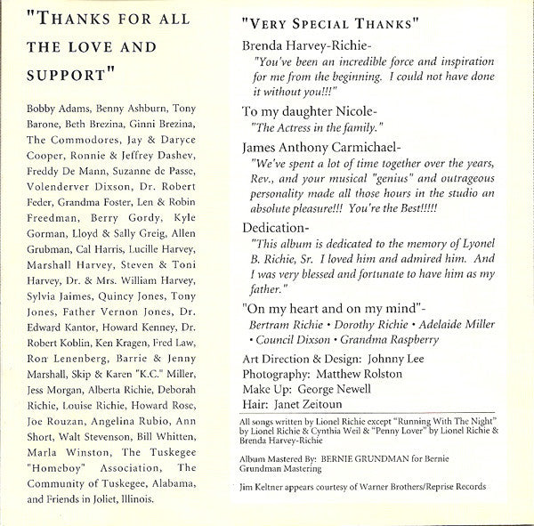 Lionel Richie : Back To Front (CD, Comp)