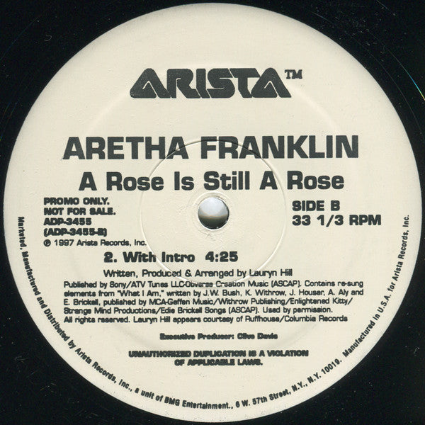 Aretha Franklin : A Rose Is Still A Rose (12", Promo)