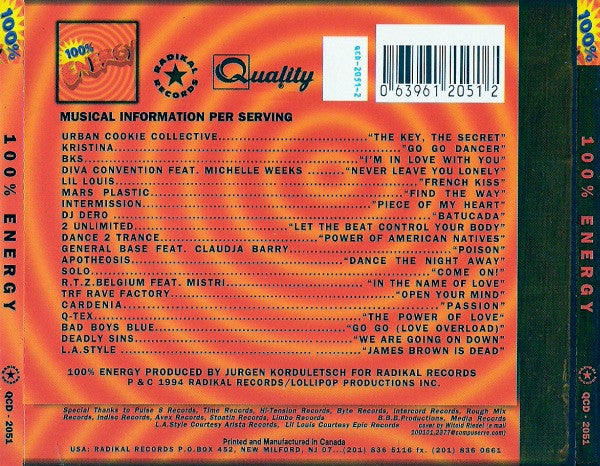 Various : 100% Energy (CD, Comp, Mixed)