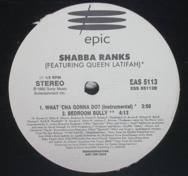 Shabba Ranks Featuring Queen Latifah : What 'Cha Gonna Do? (12", Promo)