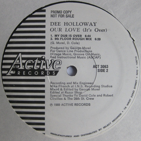 Dee Holloway : Our Love (It's Over) (12", Promo)