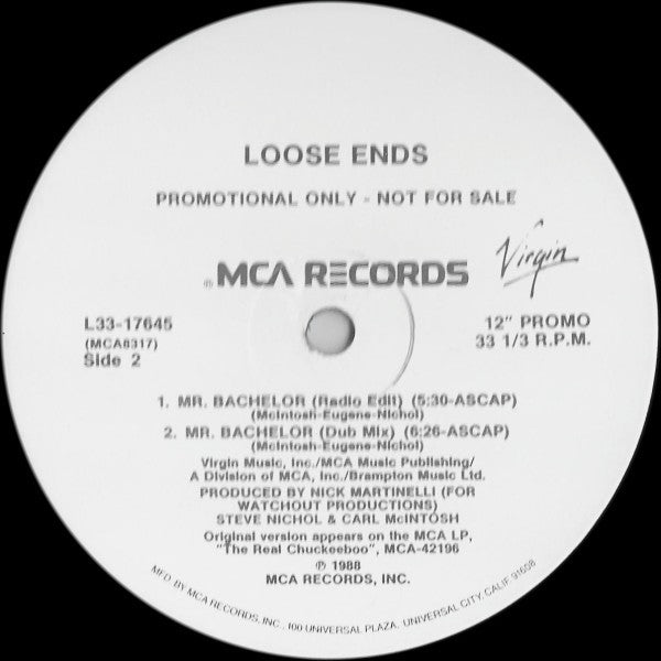 Loose Ends : Mr. Bachelor (12", Promo)