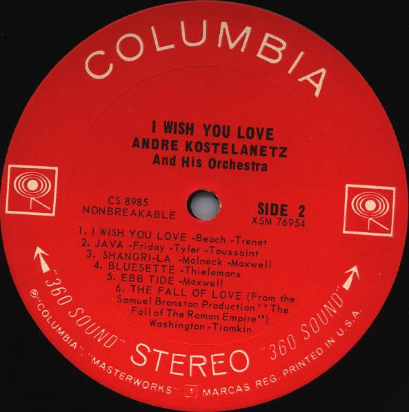 André Kostelanetz And His Orchestra : I Wish You Love (LP, Album)