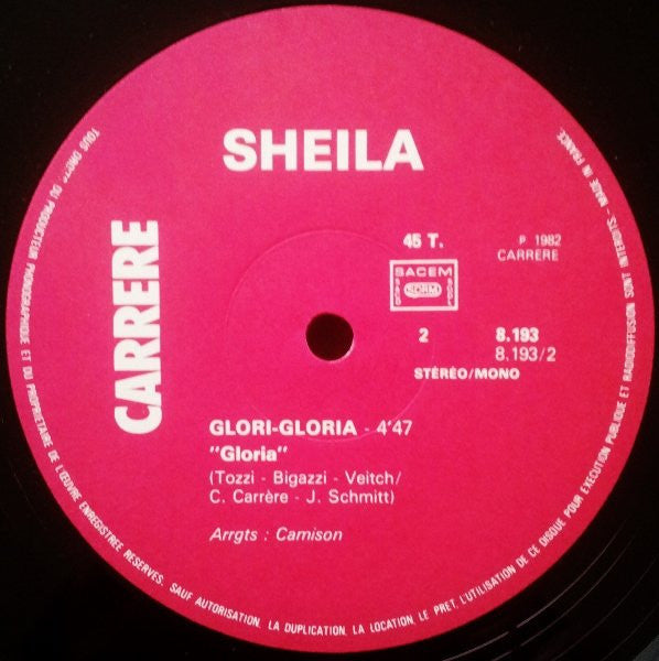 Sheila (5) : Body Building / Glori, Gloria (12", Maxi)