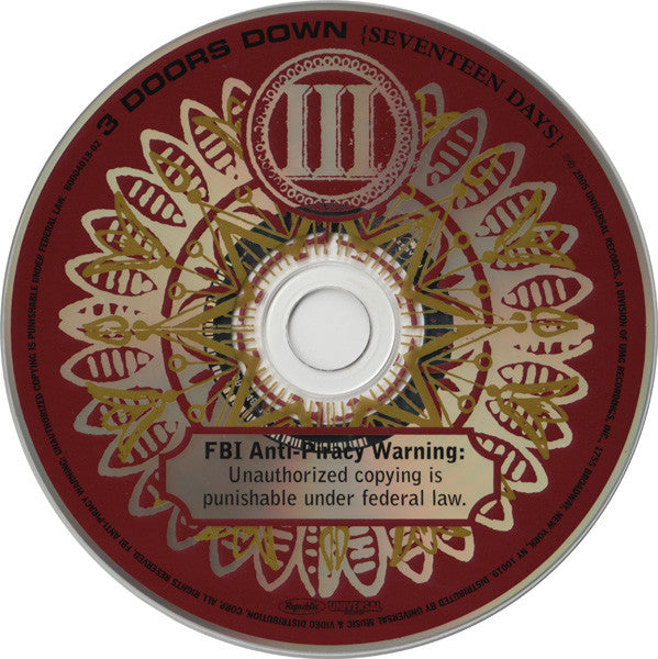 3 Doors Down : Seventeen Days (CD, Album)