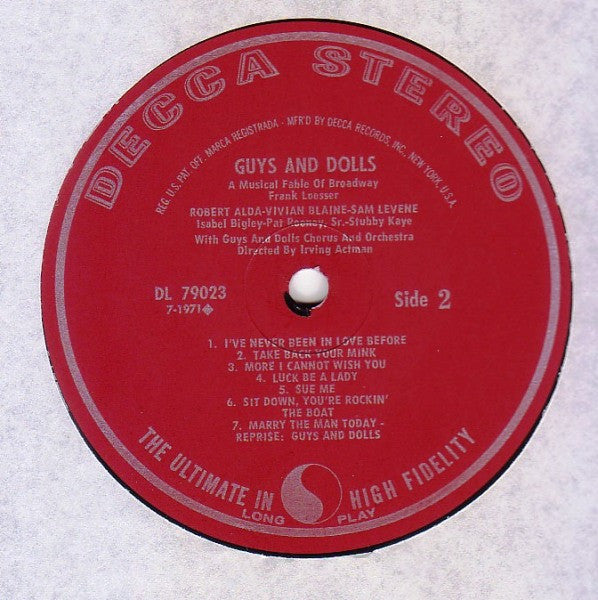 "Guys & Dolls" Original Broadway Cast, Feuer & Martin Present Frank Loesser : Guys & Dolls: A Musical Fable Of Broadway (LP, Album, RE, Pin)