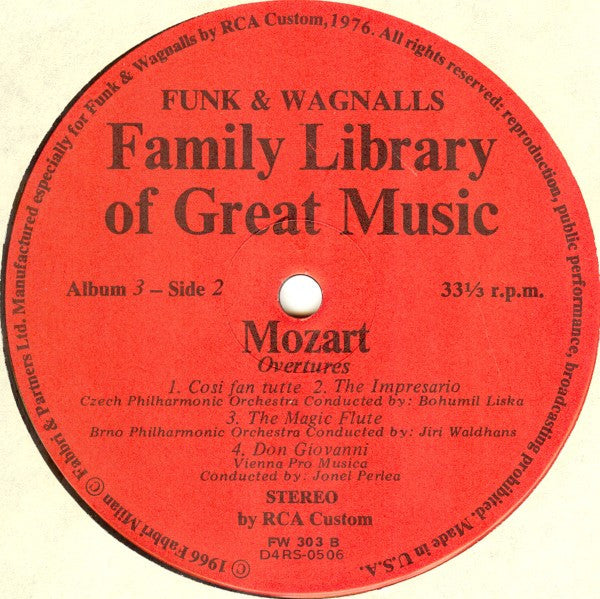 Wolfgang Amadeus Mozart : The Piano Concerto In B Flat - Funk & Wagnalls Family Library Of Great Music - Album 3 (LP, Comp)
