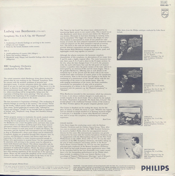 Ludwig van Beethoven, BBC Symphony Orchestra, Sir Colin Davis : Symphony No. 6 “Pastoral” (LP)