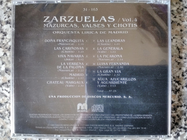 Orquesta Lírica de Madrid : Zarzuelas Vol. 4 (CD, Comp)