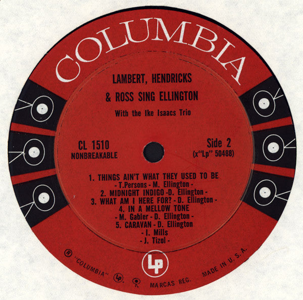 Lambert, Hendricks & Ross With The Ike Isaacs Trio : Sing Ellington (LP, Mono)
