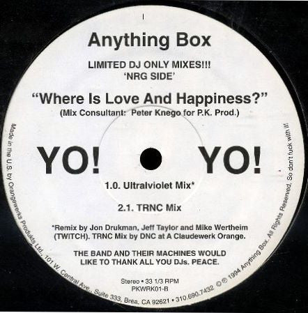 Anything Box : Where Is Love & Happiness (12", Ltd)