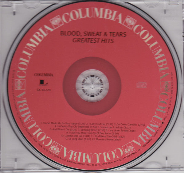 Blood, Sweat And Tears : Blood, Sweat And Tears Greatest Hits (CD, Comp, RM)