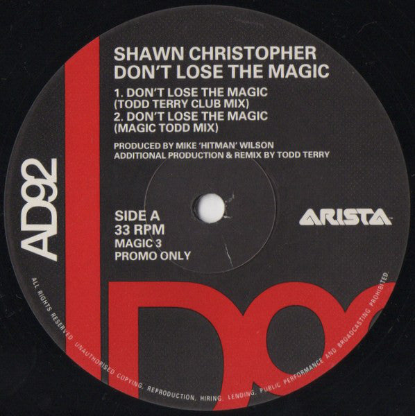 Shawn Christopher : Don't Lose The Magic (12", Promo)