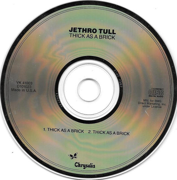 Jethro Tull : Thick As A Brick (CD, Album, Club, RE)