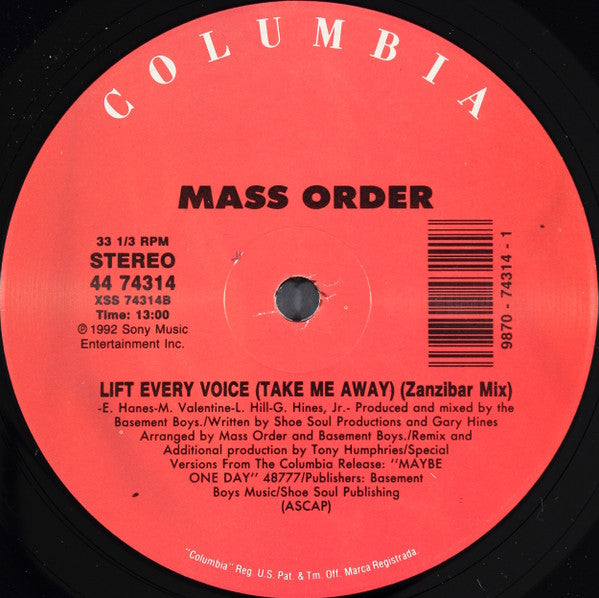 Mass Order : Lift Every Voice (Take Me Away) (12", Maxi)