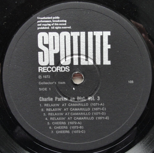 Charlie Parker : Charlie Parker On Dial Volume 3 (LP, Comp, Mono)