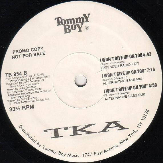 TKA : I Won't Give Up On You (12", Promo)