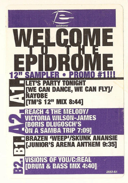Various : Welcome To The Epidrome Sampler (12", Promo, Smplr, #1)