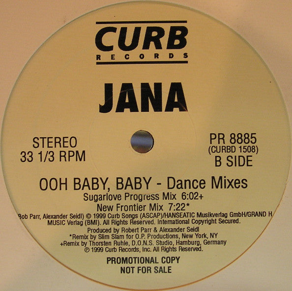 Jana : Ooh Baby, Baby (Dance Mixes) (12", Promo)