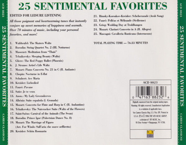 Various : 25 Sentimental Favorites (CD, Comp)