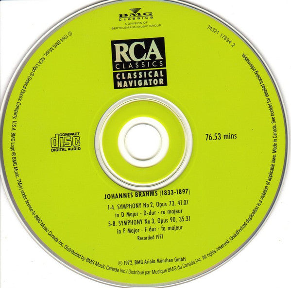 Johannes Brahms - Staatskapelle Dresden, Kurt Sanderling : Symphony No 2 & 3 (CD, Comp)