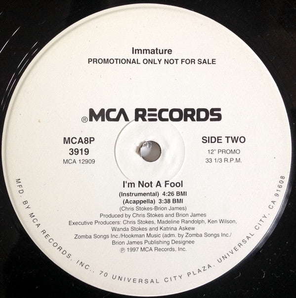 Immature : I'm Not A Fool (12", Promo)