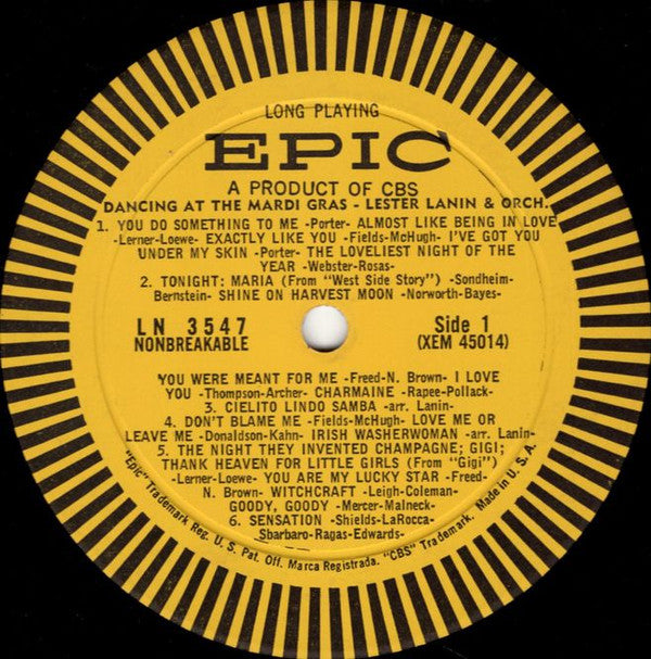 Lester Lanin And His Orchestra : Dancing At The Mardi Gras (LP, Album)