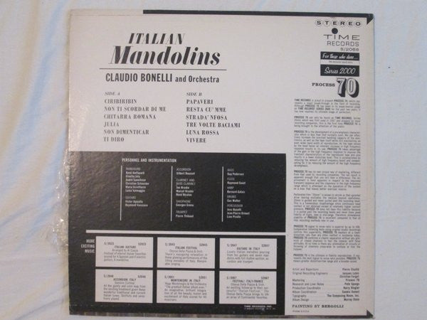 Claudio Bonelli And His Orchestra : Italian Mandolins (LP, Album)
