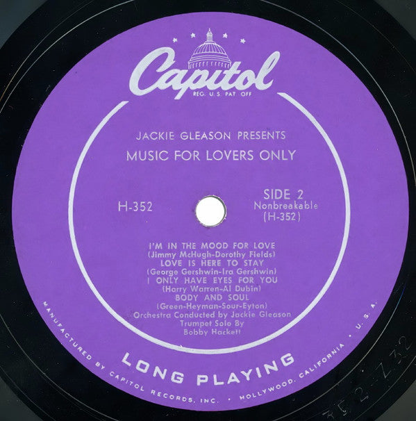 Jackie Gleason : Music For Lovers Only (10", Album, Mono, RP)