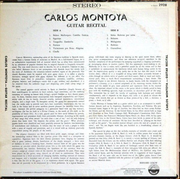 Carlos Montoya : Guitar Recital (LP, Album, RE)