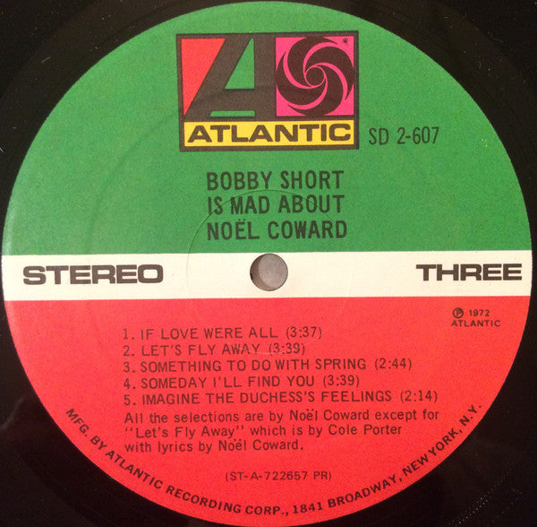 Bobby Short : Bobby Short Is Mad About Noël Coward (2xLP, Album, Pre)