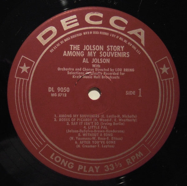Al Jolson : The Jolson Story - Among My Souvenirs (LP, Comp)