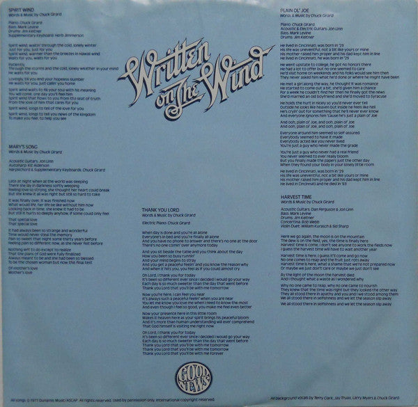 Chuck Girard : Written On The Wind (LP, Album)