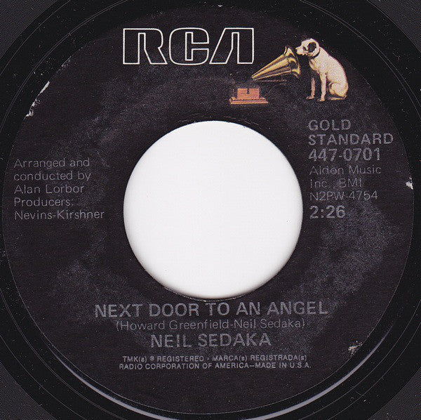 Neil Sedaka : Breaking Up Is Hard To Do / Next Door To An Angel (7", RE, Styrene)